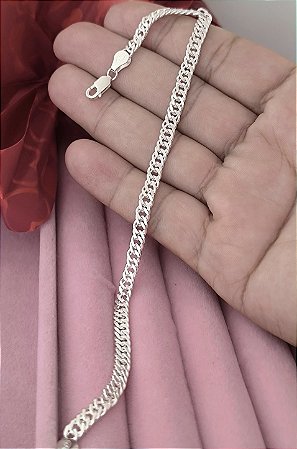 Pulseira Masculina Elo Duplo 5mm Prata