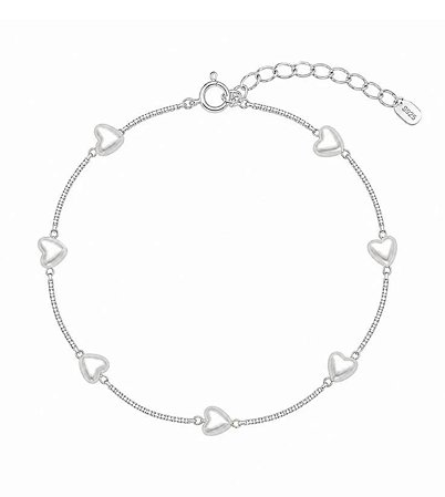 Pulseira Corações com Pérolas Prata