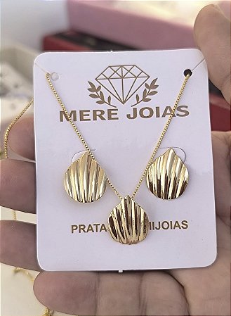 Conjunto Gota Semijoia Dourada Elegante