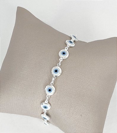 Pulseira Olho Grego Claro Prata 925