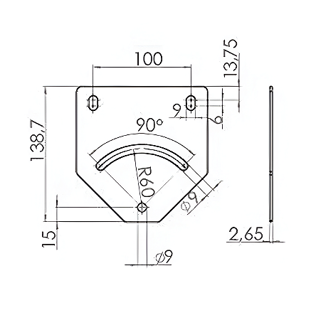 Placa Plana Para Regulagem de Ângulo Preta p/ Perfil Base 30, 40 e 45