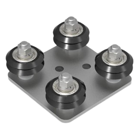 Guia Ajustável com Roldanas Para Perfil 20x20 V-Slot - 4 apoios