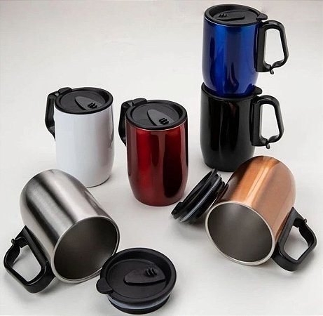 10 Canecas Inox Parede Dupla 350ml