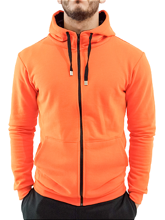 Blusão Moletom Zíper Laranja
