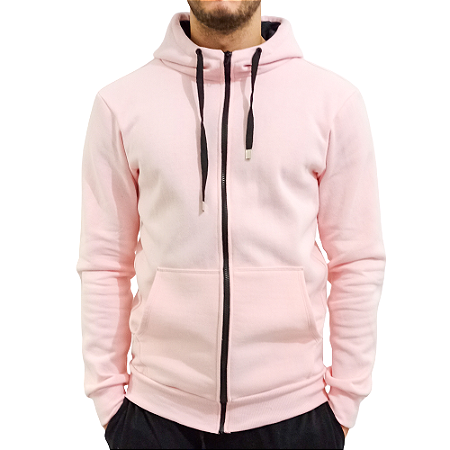 Blusão Moletom Zíper Rosa