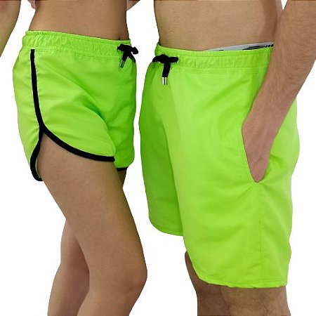 Short de praia verde fluorescente Clearance