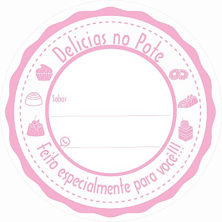 -Etiqueta Delicias no pote Rosa c/500 5x5 cm
