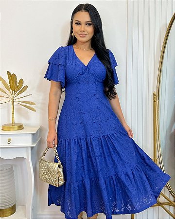 Vestido Midi Malha de Lese Moda Evangélica Santo Luk Moda