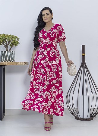 Vestido Longo Com Manga e Botões 2359