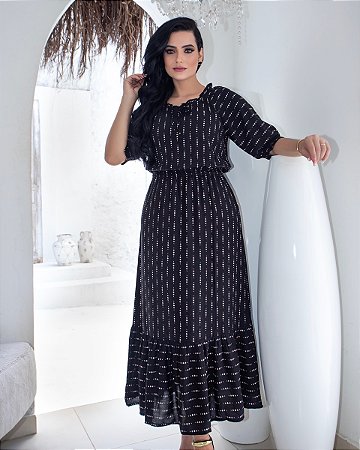 Vestido Longo Estampado Viscose 9080