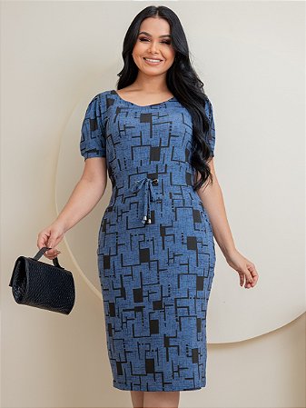 Vestido Viscolycra Estampado Com Bolsos 8491