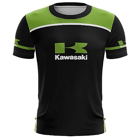 Camiseta Motociclista BRK Kawasaki Verde e Preto com UV50+