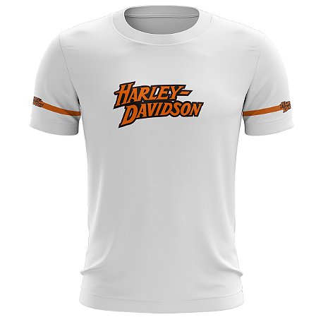 Camiseta Motociclista BRK Branca e Laranja com UV50 +