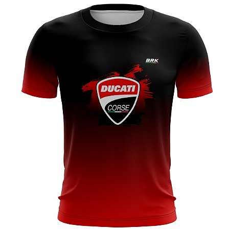 Camiseta Motociclista BRK Ducati Preto e Vermelho com UV50 +