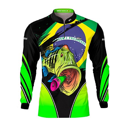 Camisa de Pesca BRK Tucunaré Azul Brasil com UV50 +