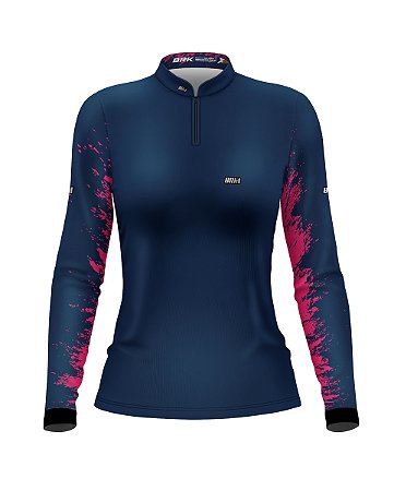 Camisa de Pesca BRK Feminina Splash Azul com UV50 +