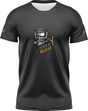 Camiseta Casual de Pesca BRK Molinete Cinza com UV50 +