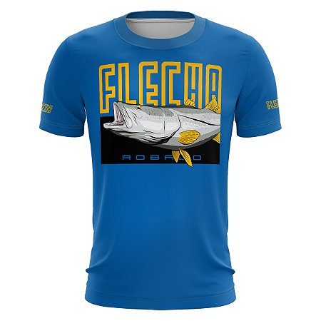 Camiseta Casual de Pesca BRK Azul Robalo Flecha com UV50 +