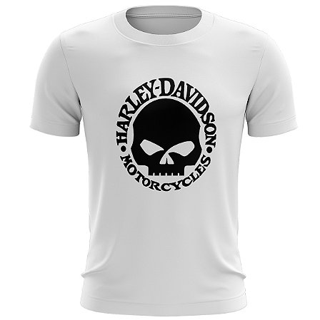 Camiseta Motociclista BRK Skull Branca com UV50+