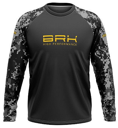 Camisa Raglan BRK Unlimited Camuflado Cinza com UV50 +