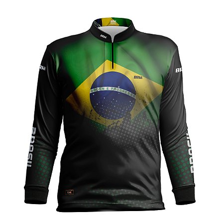 Camisa de Pesca Infantil BRK Bandeira Brasil com UV50 +