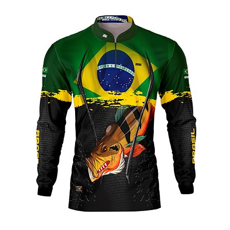 Camisa de Pesca BRK Tucunaré Açu Brasil com UV50 +