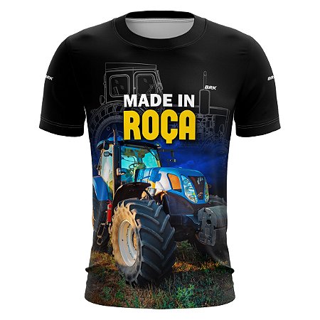 Camiseta Agro BRK Trator Azul Made In Roça com UV50 +