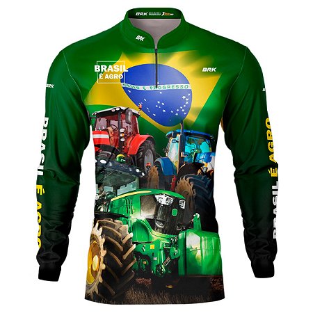 Camisa Agro BRK Brasil é Agro Verde com UV50+ Envio Imediato