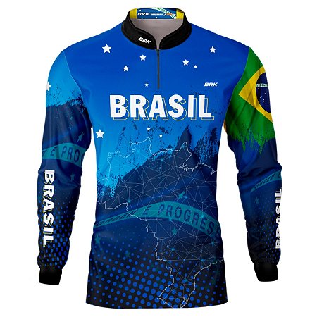 Camisa de Pesca BRK Brasil Azul com UV50 +