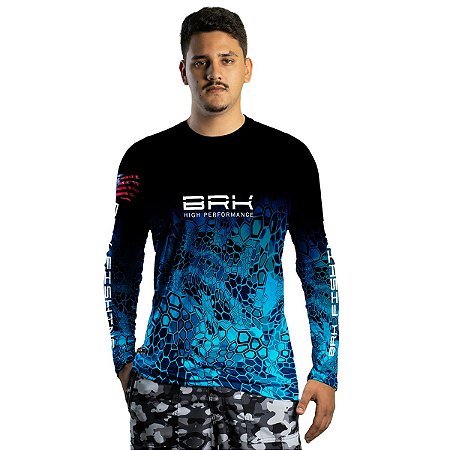 Camisa de Pesca BRK Unlimited Blue Snake Gradient com UV50 +