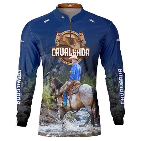 Camisa Agro BRK Azul Escuro Cavalgada com UV50 +