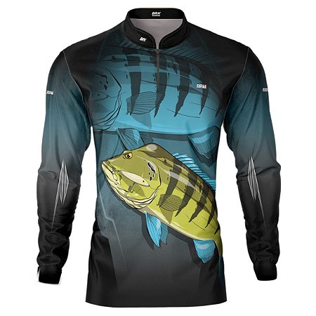 Camisa de Pesca BRK Tucuna Azul 2.0 com UV50 +