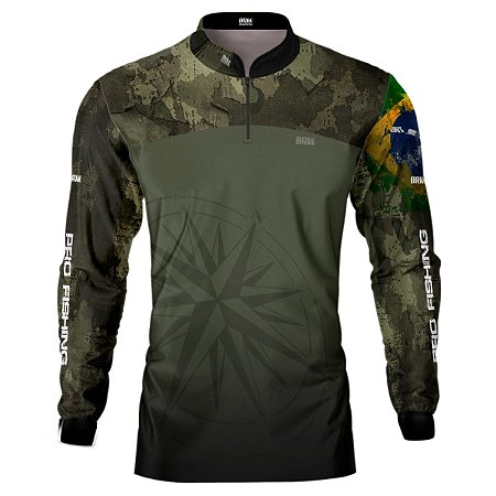 Camisa de Pesca BRK Bussola Brasil Camuflada com UV50 +