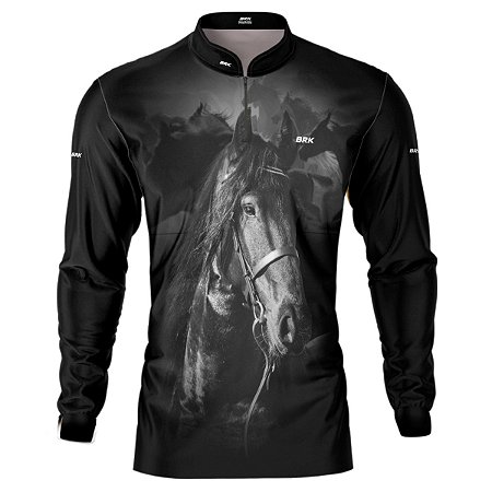 Camisa Country BRK Mangalarga Cavalgada Preto com UV50 +