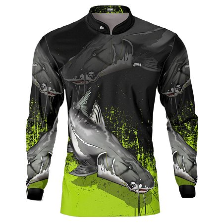 Camisa de Pesca BRK  Piraíba Verde e Preta com UV50 +