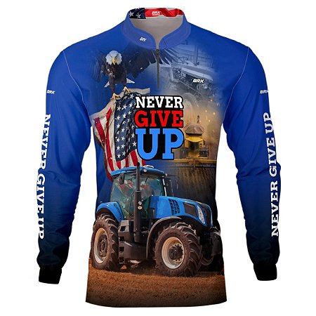 Camisa Agro BRK  Azul Estados Unidos Trator com UV50 +