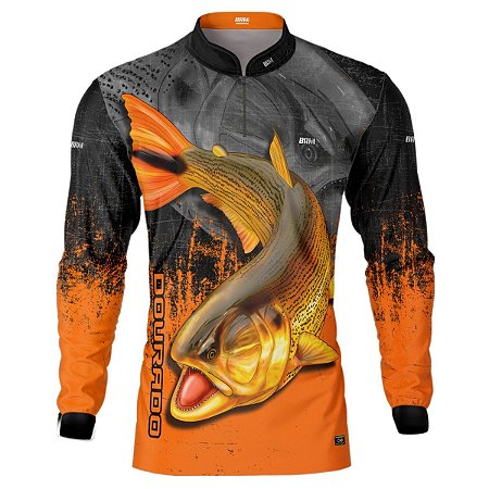 Camisa de Pesca BRK Dourado Laranja com UV50 +