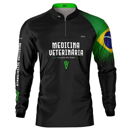 Camisa Agro BRK Preta Medicina Veterinária com UV50 +