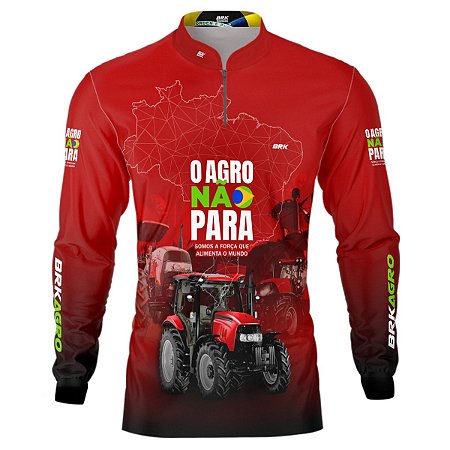 Camisa Agro BRK O Agro Não Para Vermelha com UV50 +