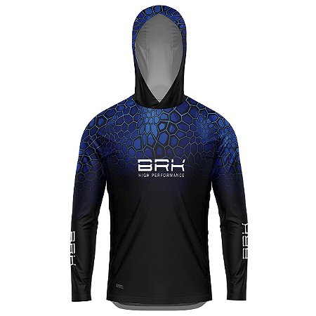 Camisa de Pesca com Capuz BRK Criptek Azul com UV50 +