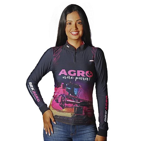 Camisa Agro BRK O Agro Não Para Preta com UV50 +