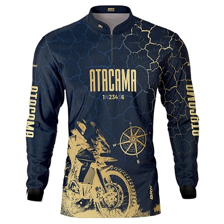 Camisa Motociclista Brk Preta Atacama Chile com UV50+