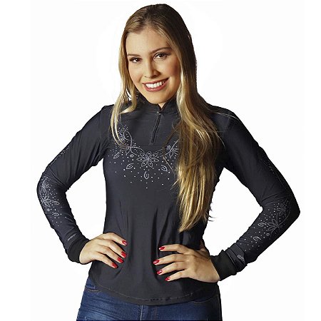 Camisa Country BRK Boiadeira Strass 3 com UV50 +