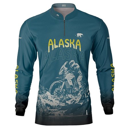 Camisa Motociclista BRK Expedição Alasca Verde Escura com UV50 +