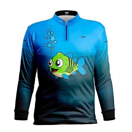 Camisa de Pesca Infantil BRK Tucuna Azul com UV50 +