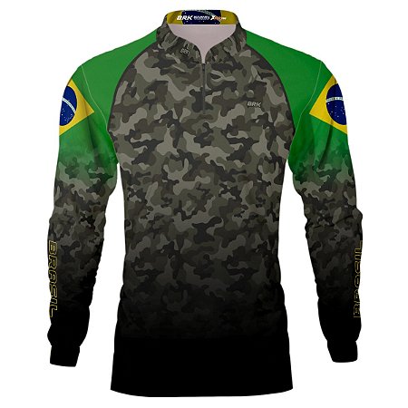 Camisa de Pesca BRK Brasil Camuflada com UV50 +