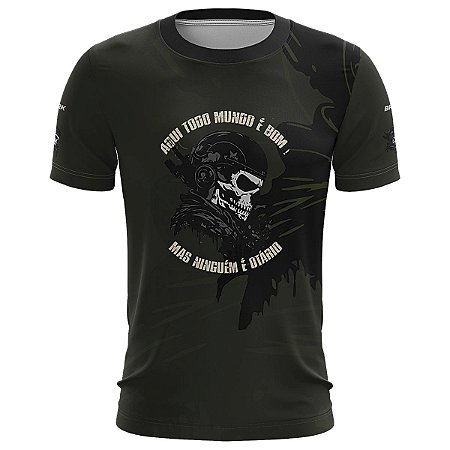 Camiseta Militar BRK Caveira Exército Com Proteção UV50+