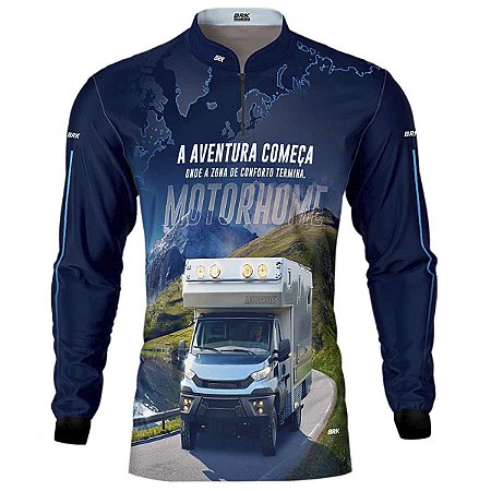 Camisa Off-Road BRK Trailer Motorhome Azul com UV50+