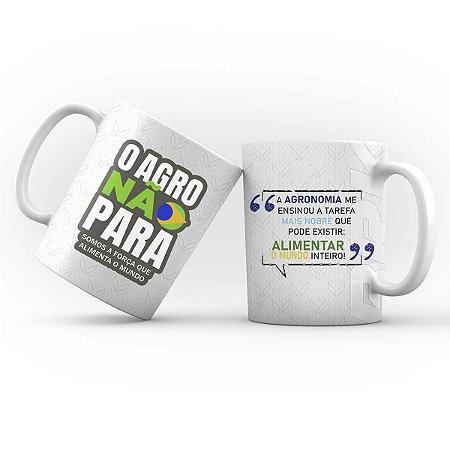 Caneca Porcelana BRK O Agro Não Para 325ml