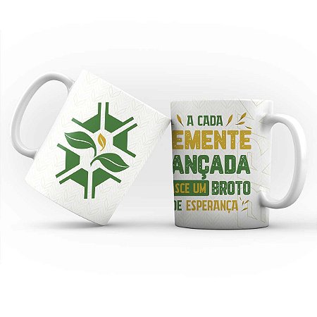 Caneca Porcelana BRK Agro Semente Branca 325ml